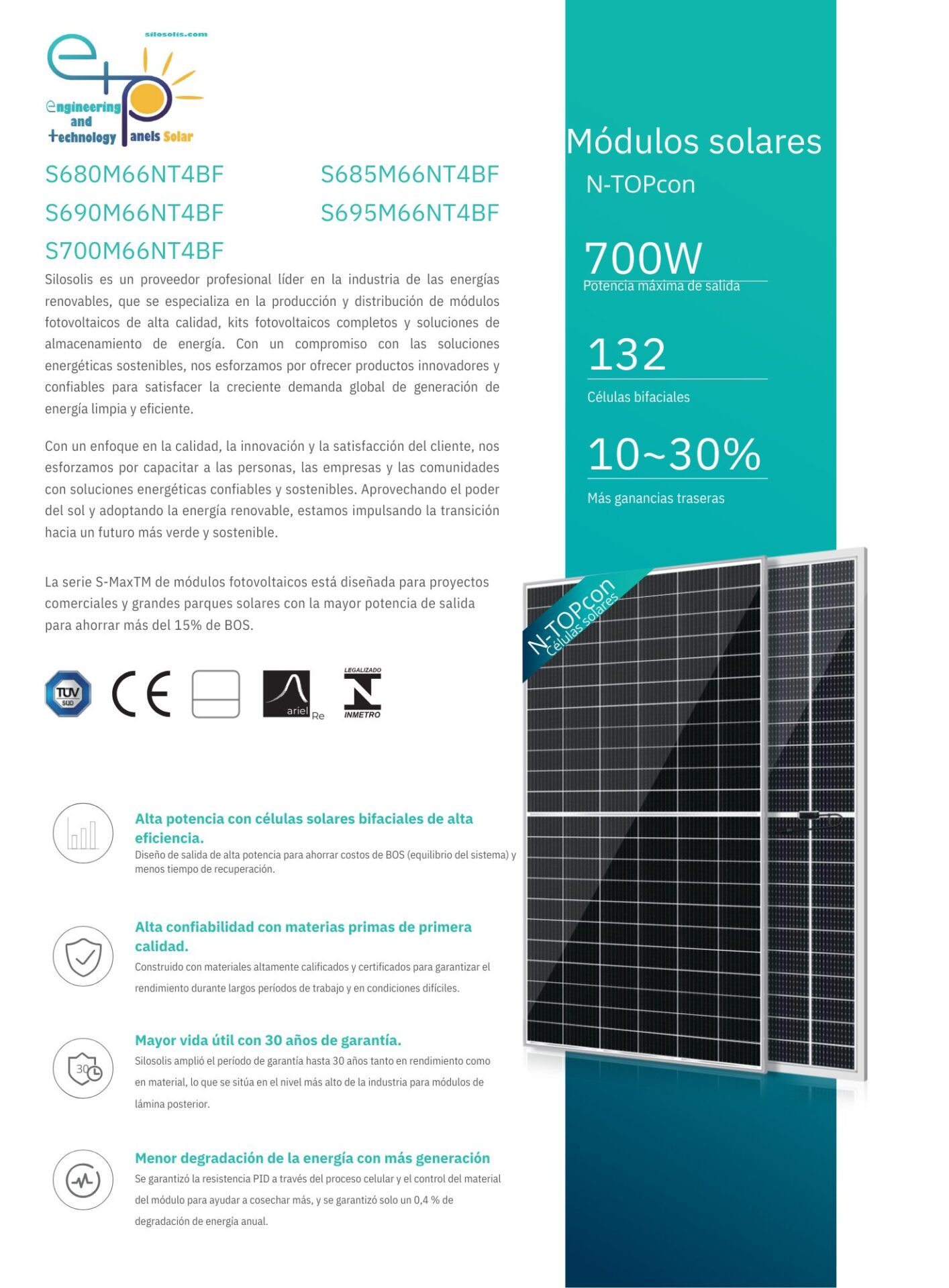 Módulo Silosolis - 680-700W bifacial - Imagen 2