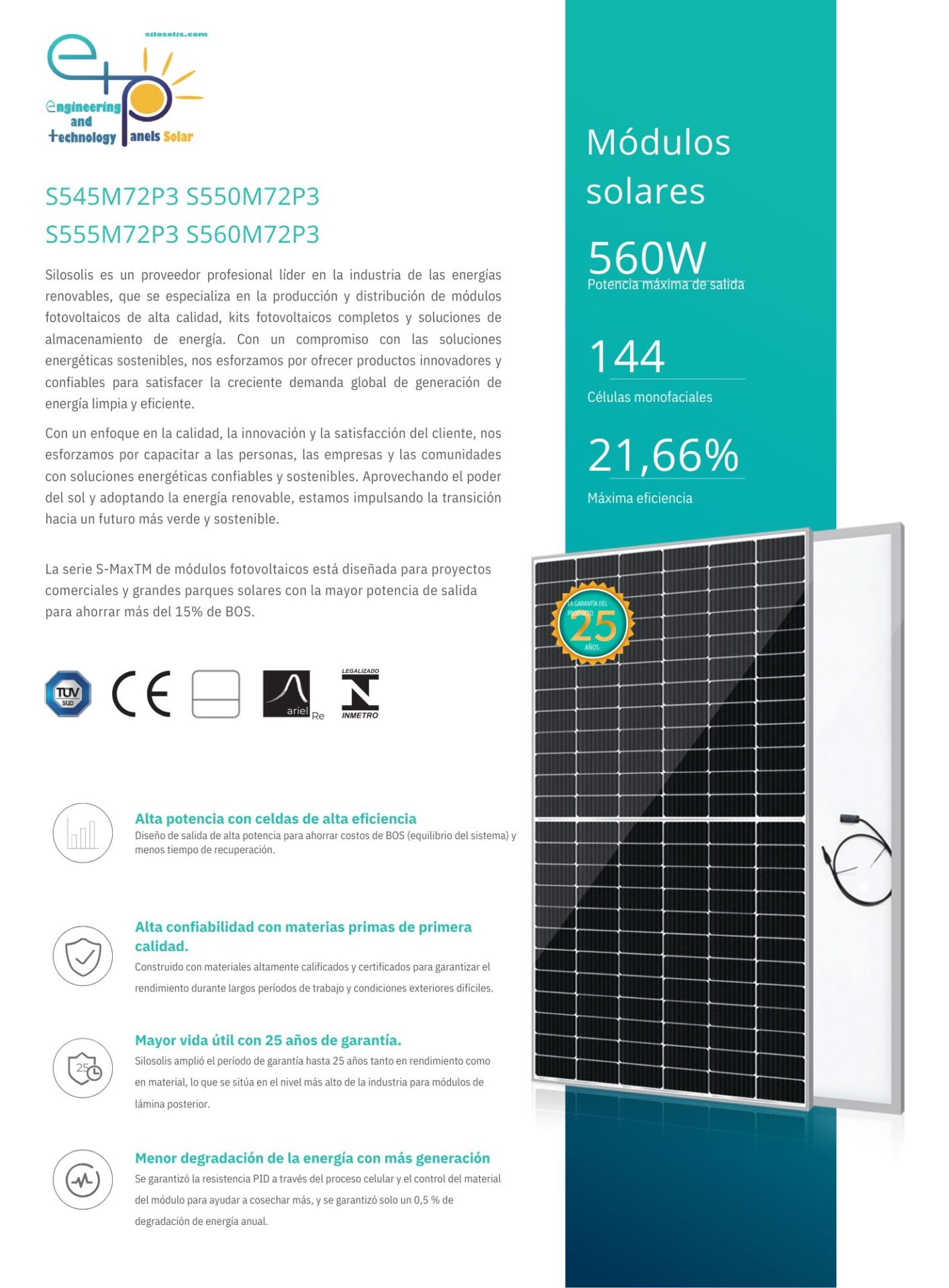 Módulo ETP - Monofacial 545-560W - Imagen 2