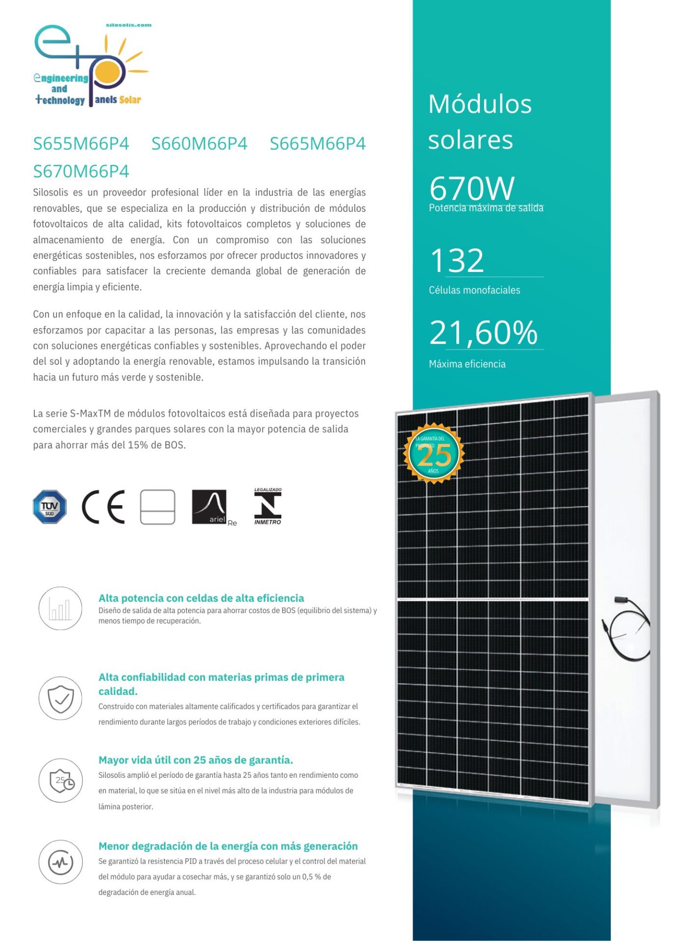 Módulo ETP - Monofacial 655 - 670W - Imagen 2