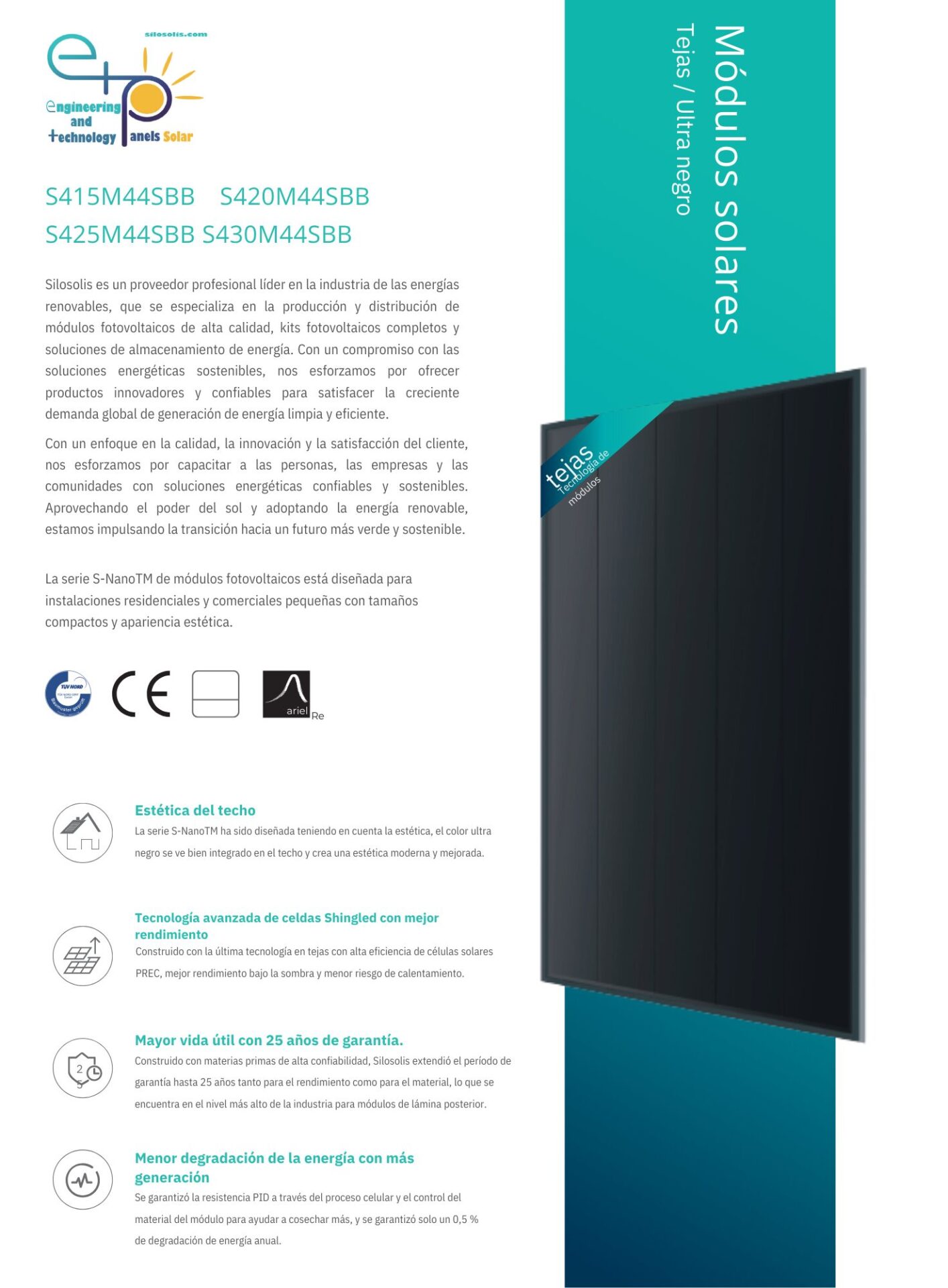 Módulo ETP - shingled 415-430W Ultra Black - Imagen 2