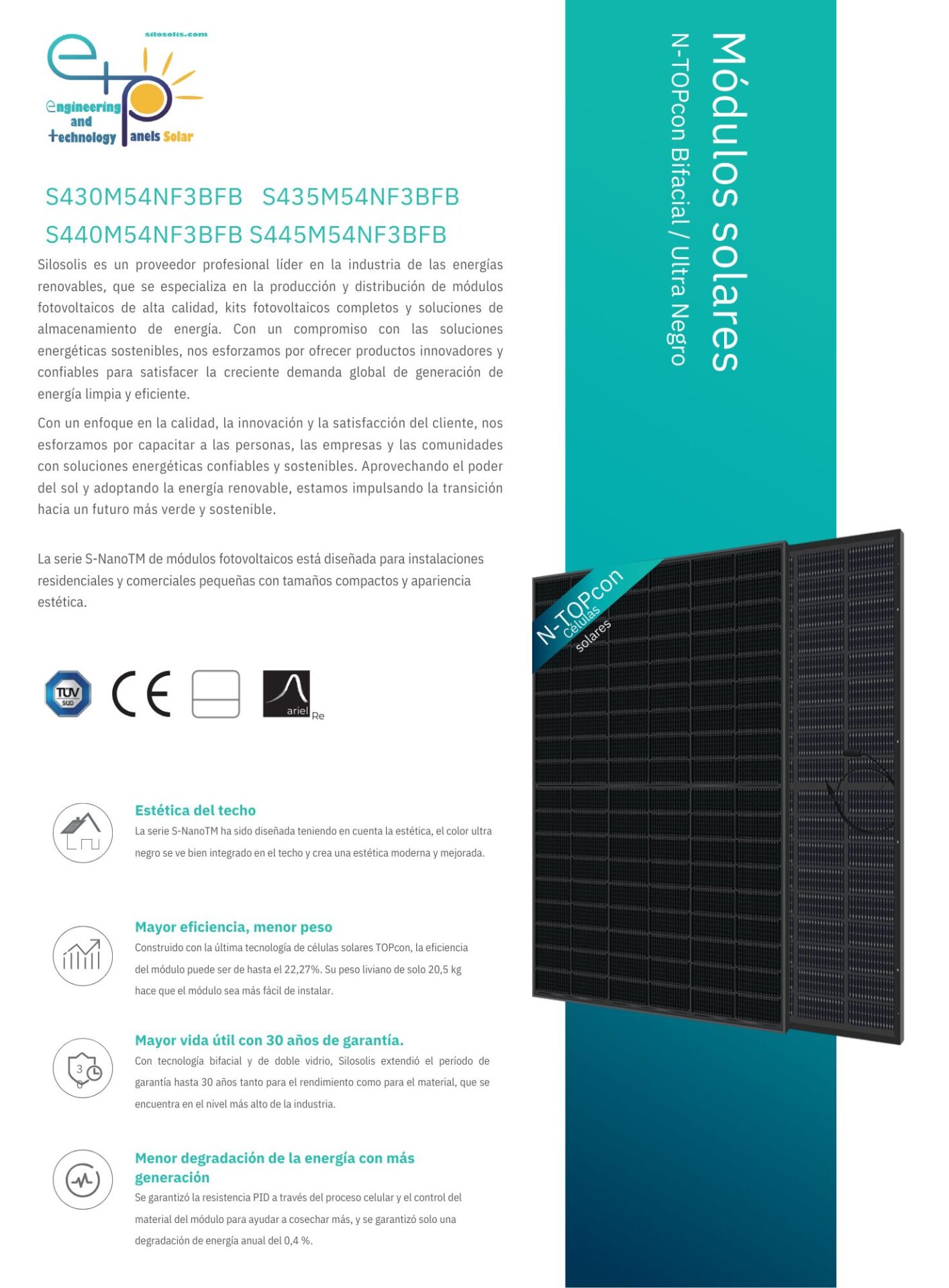 Módulo ETP - Bifacial Ultrablack- 430-445 - Imagen 2