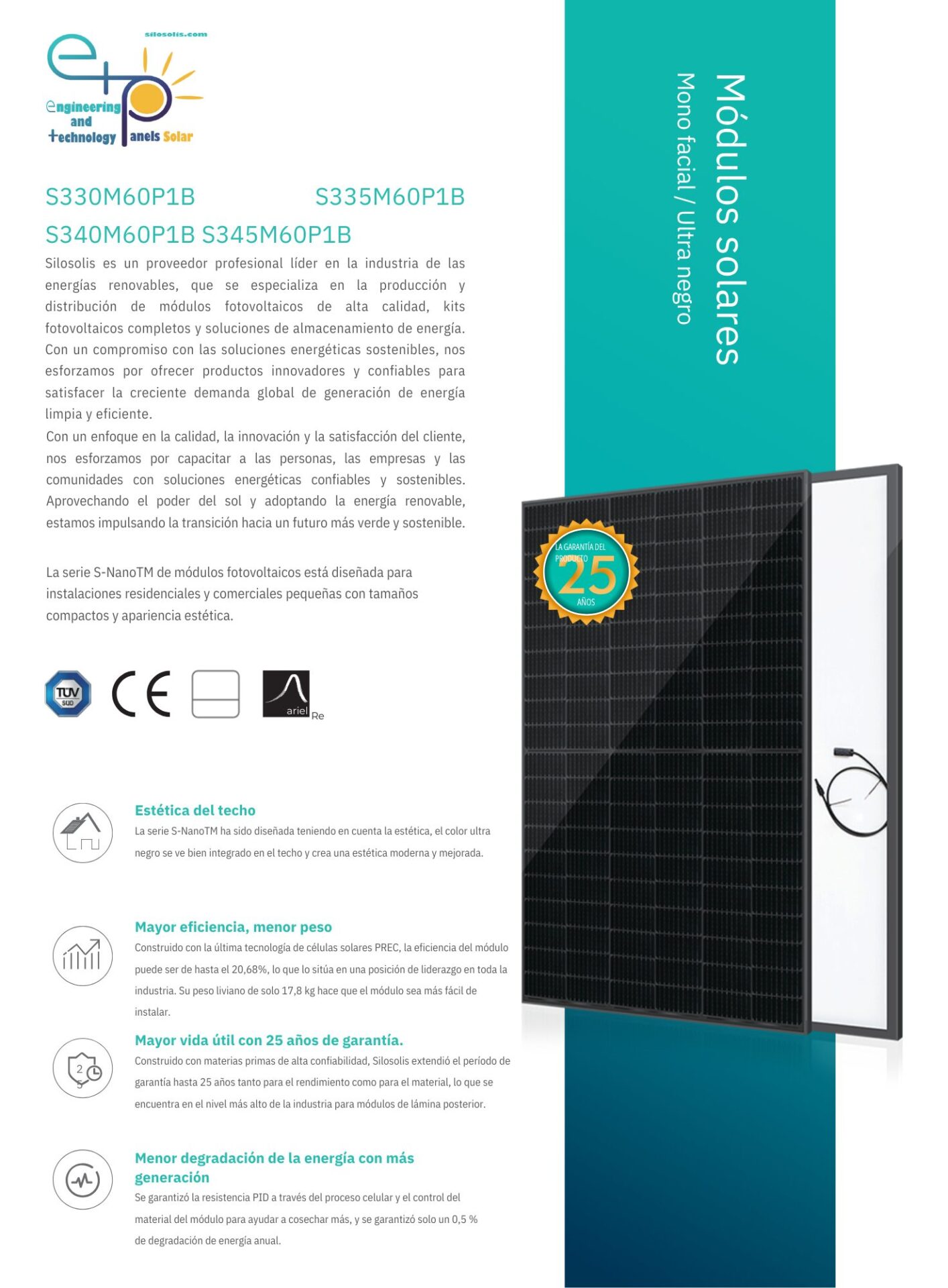 Módulo ETP - Monofacial Ultra black 330-345W - Imagen 2