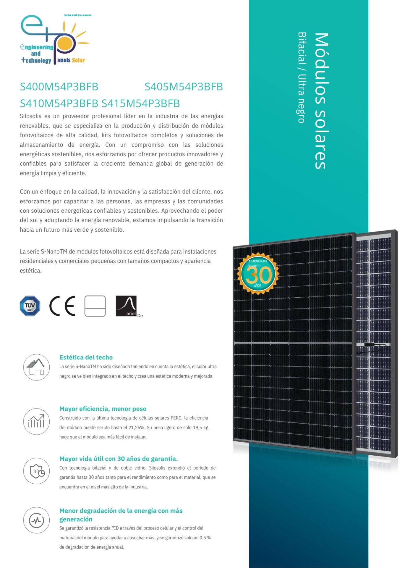 Módulo ETP - Bifacial Ultra black-400-415 - Imagen 2